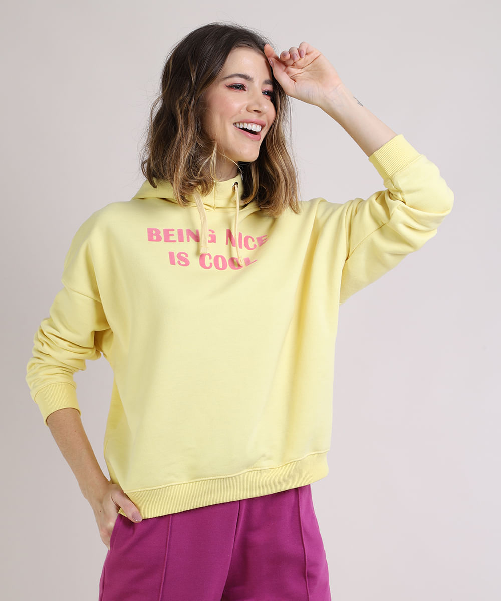 yellow colour moletom com capuz for girls