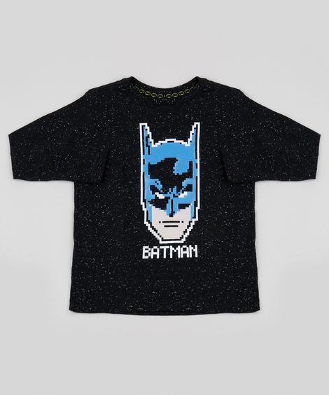 Camiseta Infantil Batman Manga Longa Preta