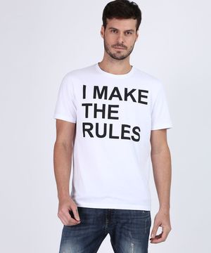 Camiseta masculina Tal pai Tal Filho "I Make The Rules" Manga Curta Gola Careca Off White