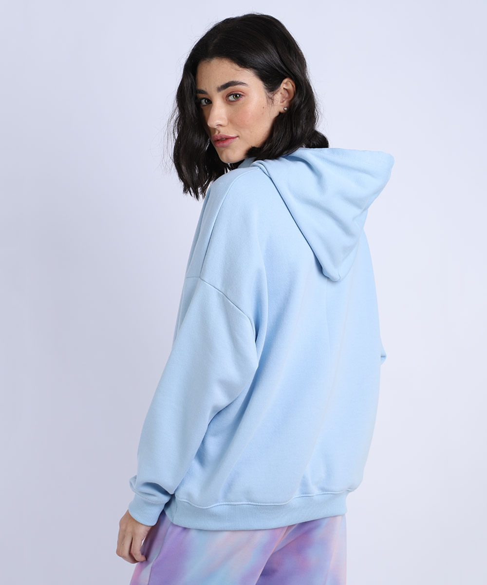 oversized moletom com capuz light blue