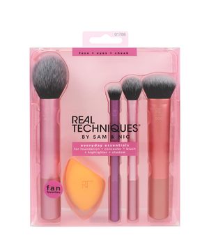 kit de pincéis para maquiagem everyday essentials real techniques