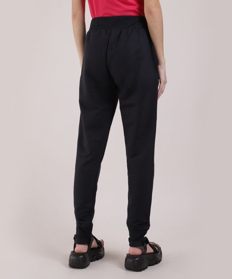 Calça Feminina em Moletom Jogger com Bolsos Preta