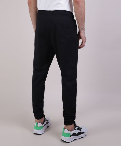 Calça de Moletom Masculina Relaxed com Cordão Preta