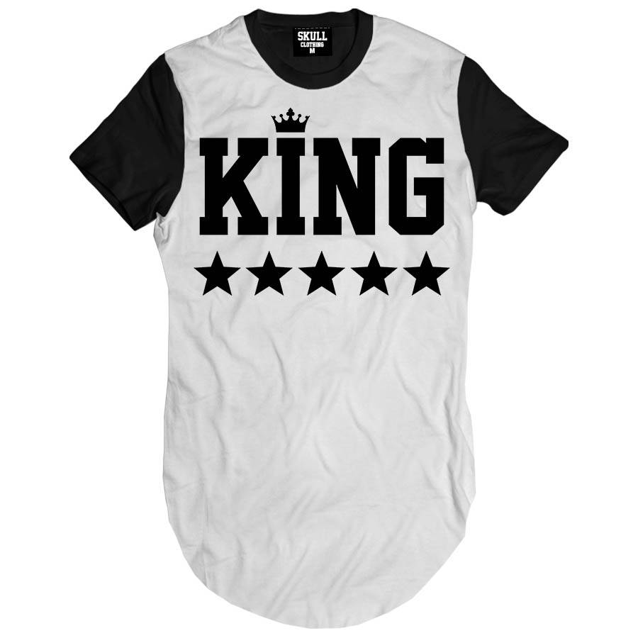 Camiseta Longline Skull Clothing King Black - C&A