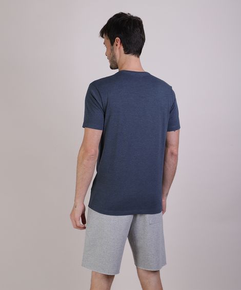 Camiseta Masculina Super Homem Manga Curta Gola Careca Cinza Mescla Escuro
