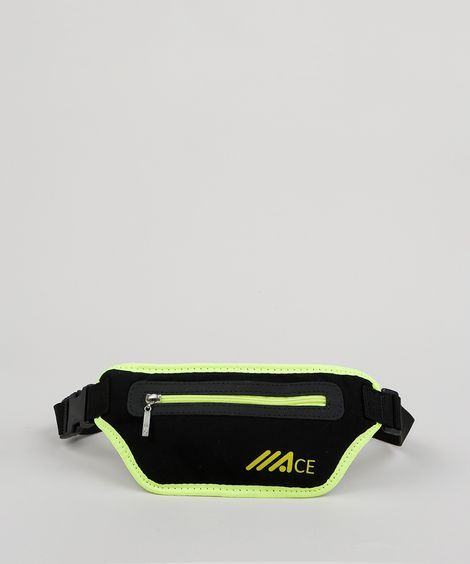 Pochete Unissex Esportiva Ace com Viés em Neon Preta