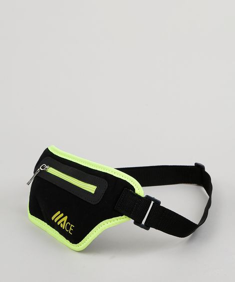 Pochete Unissex Esportiva Ace com Viés em Neon Preta