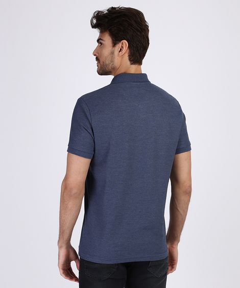 polo comfort básica de piquet - azul marinho
