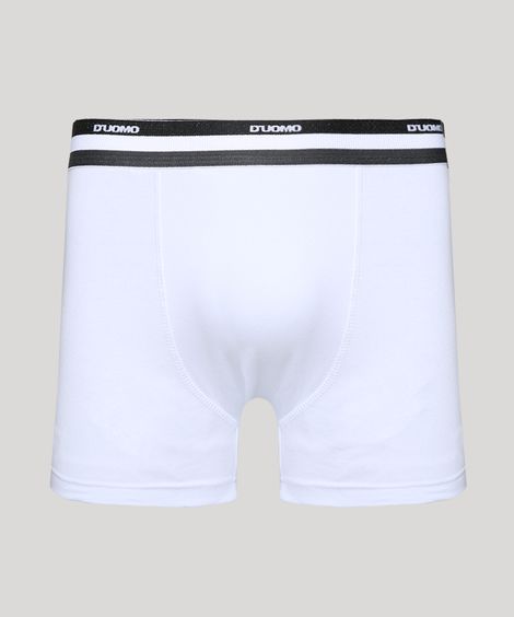 Cueca Masculina D'Uomo Boxer em Algodão com Listras Branca