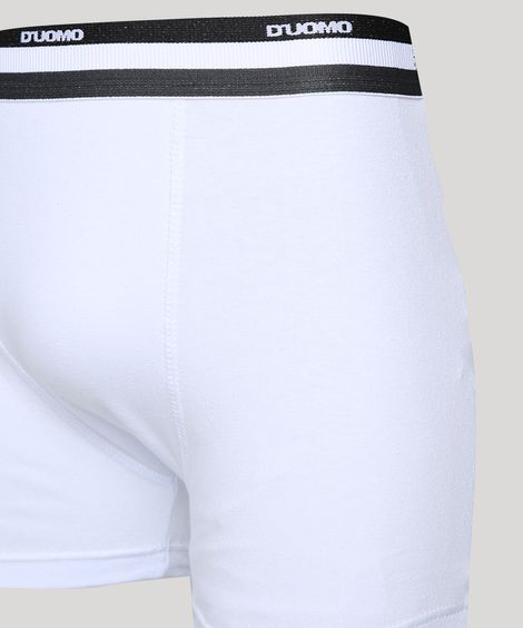 Cueca Masculina D'Uomo Boxer em Algodão com Listras Branca