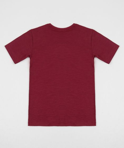 Camiseta Infantil Vitrola Estampa Interativa Manga Curta Vinho
