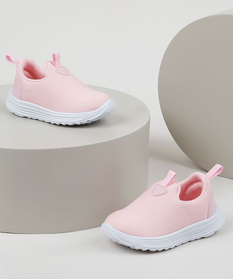 Tênis Infantil Baby Club Knit Calce Fácil Rosa