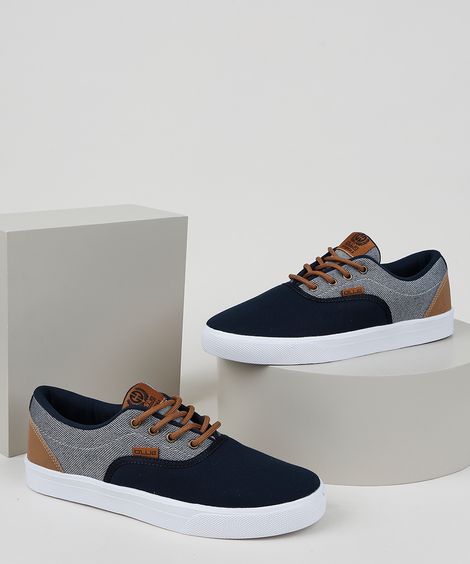 Tênis Masculino Ollie com Cadarço Azul Marinho