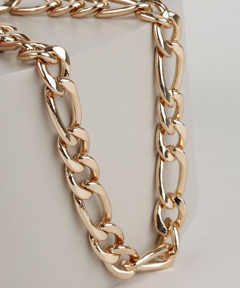 Colar Feminino com Elos Grandes Dourado