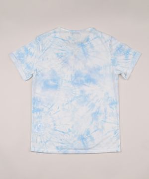 Blusa Juvenil Planetas Estampada Tie Dye Manga Curta Multicor