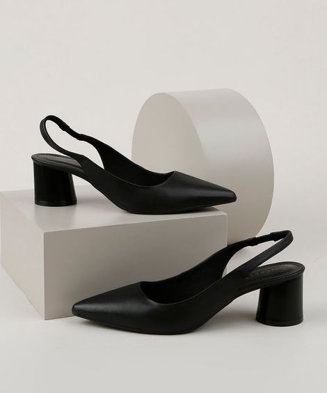 Scarpin Feminino Oneself Salto Médio Cone Preto