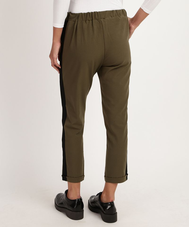 Clock House Calça Feminina Jogger Cargo Verde Militar 