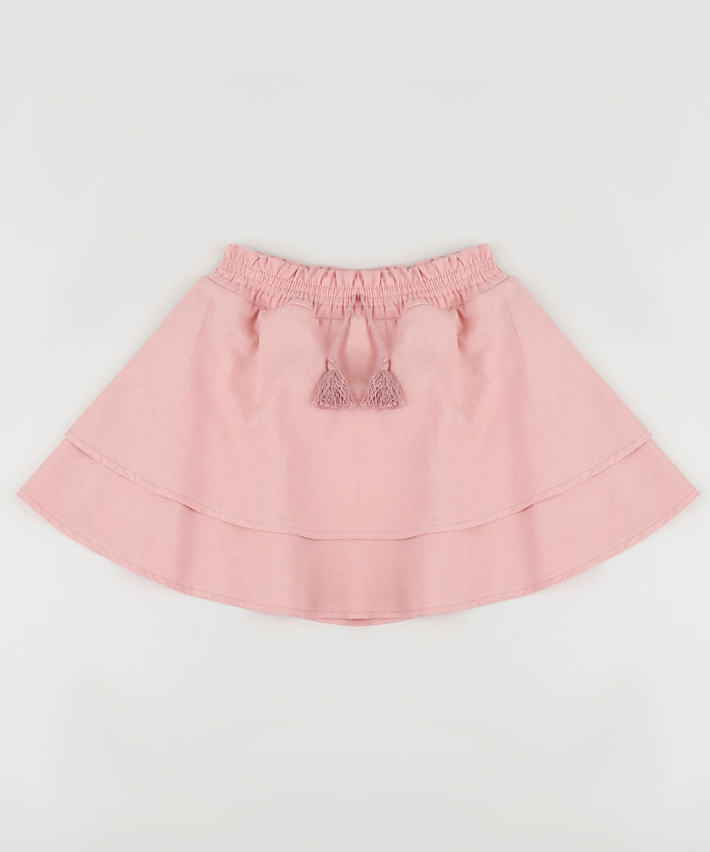 Saia-com-Linho-Infantil-Curta-com-Cordao-Rosa-Claro-9944838-Rosa_Claro_1