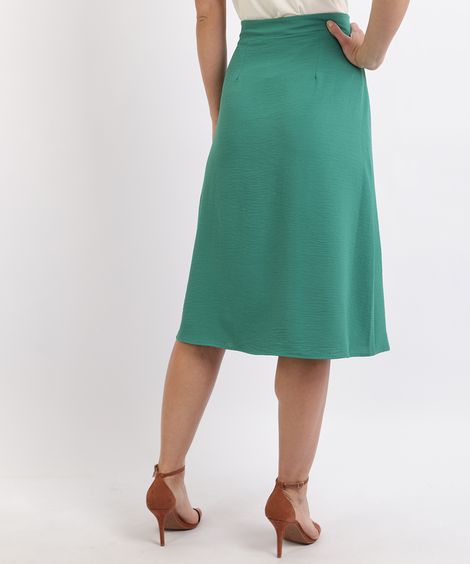 Saia Feminina Midi Com Botões  Verde