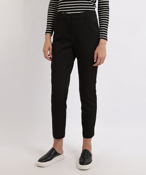 Calça Feminina Alfaiatada Cintura Alta Preta