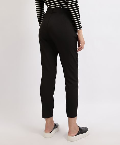 Calça Feminina Alfaiatada Cintura Alta Preta