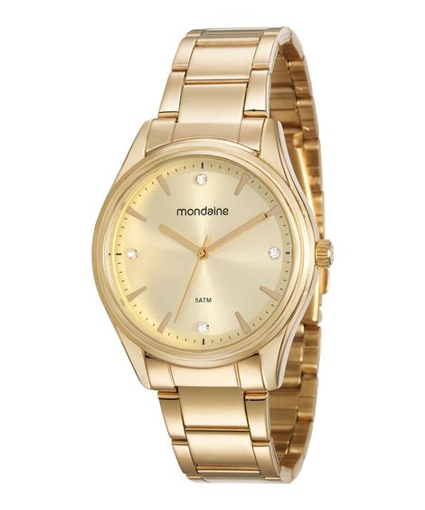 Kit de Relógio Analógico Mondaine Feminino + Pulseira - 53568LPMVDE1KC Dourado