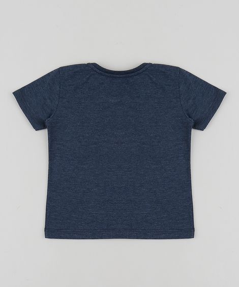Camiseta Infantil Tubarão "Ride Jawsome" Manga Curta Azul Marinho