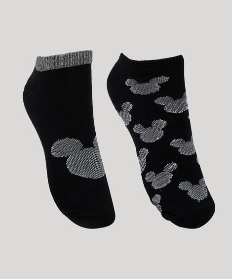 Kit de 2 Meias Femininas Mickey Cano Baixo Preta