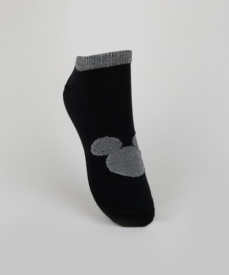 Kit de 2 Meias Femininas Mickey Cano Baixo Preta