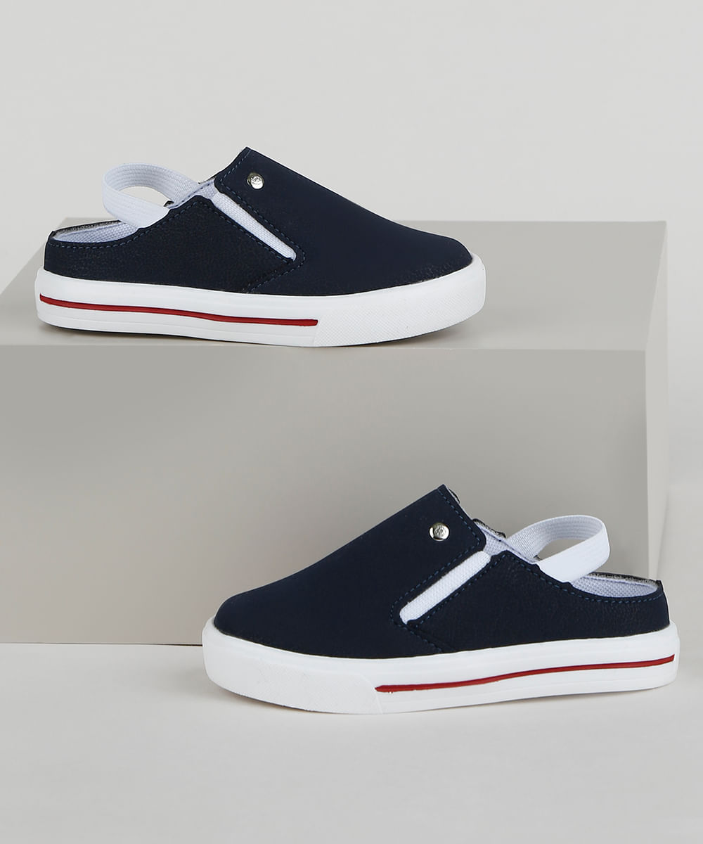 Tênis Mule Infantil Baby Club com Elástico Azul Marinho Menor preço em Tênis Mule Infantil Baby Club com Elástico Azul Marinho
