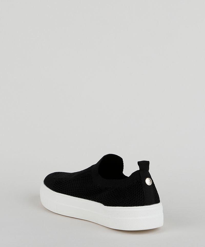 Tenis Slip On Feminino Bebece Knit Preto