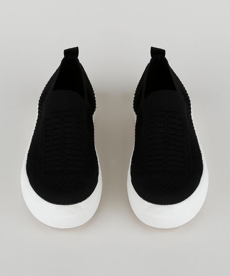 Tenis Slip On Feminino Bebece Knit Preto