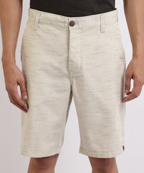 Bermuda de Sarja Masculina Reta Texturizada Bege