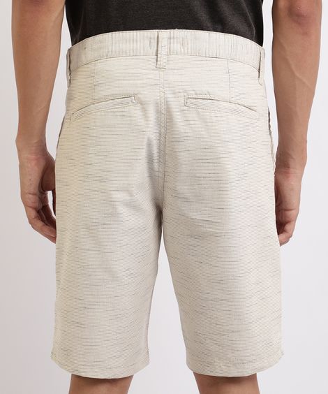 Bermuda de Sarja Masculina Reta Texturizada Bege