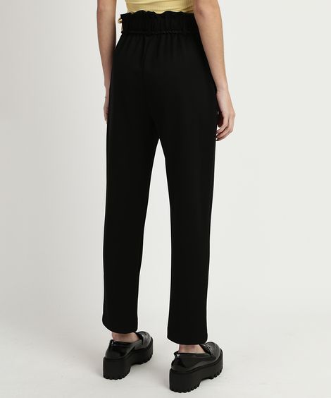 Calça Feminina Clochard Cintura Alta com Cinto Preta