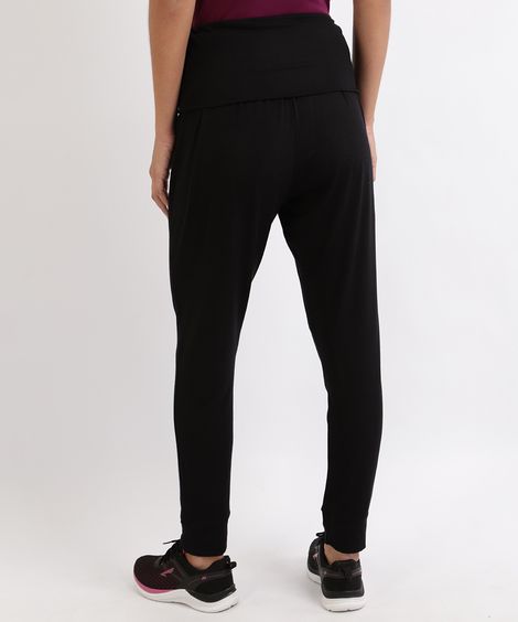 Calça Feminina Jogger Yoga Cintura Média Preta