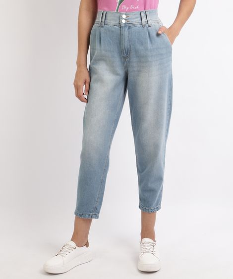 Calça Jeans Feminina Slouchy Cintura Super Alta Azul