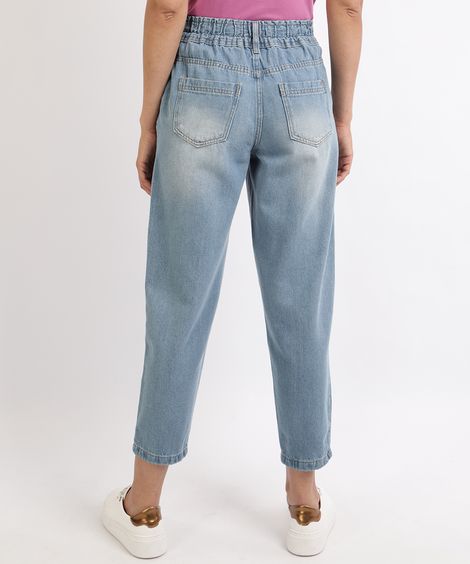 Calça Jeans Feminina Slouchy Cintura Super Alta Azul