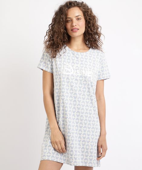 Blusa Feminina "Disney" Estampada Mickey Manga Curta Decote Redondo Azul