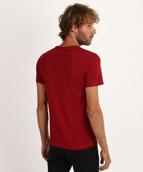 Camiseta Masculina Slim "Urban Vibes" Manga Curta Gola Careca Vermelha