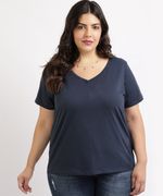 Blusa-Feminina-Plus-Size-Manga-Curta-Decote-V--Azul-Marinho-9952769-Azul_Marinho_1