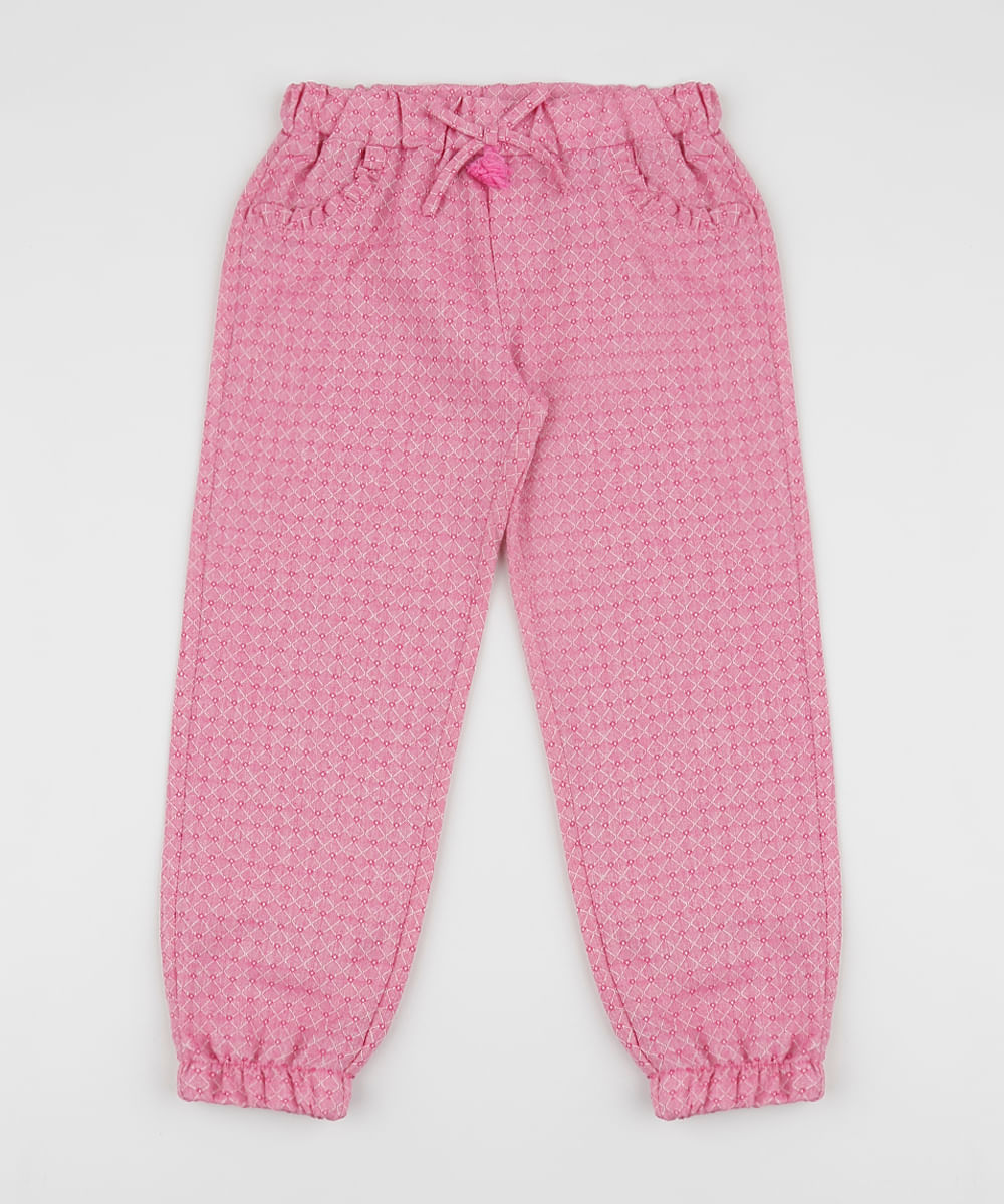 Calca-de-Moletom-Infantil-Jogger-Estampado-Quadriculado-com-Bolsos-Rosa-9955579-Rosa_1