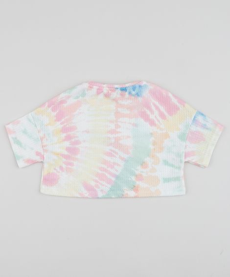 Blusa Infantil Estampada Tie Dye Manga Curta Off White