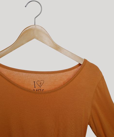 blusa básica de viscose manga longa cinza escuro - caramelo