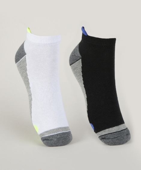 Kit de 2 Meias Masculina Running Cano Baixo Branca