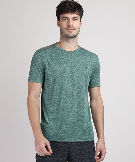 camiseta masculina esportiva com recorte - verde