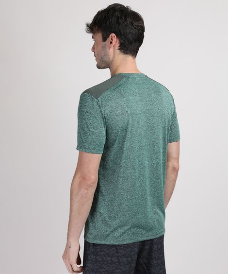 camiseta masculina esportiva com recorte - verde
