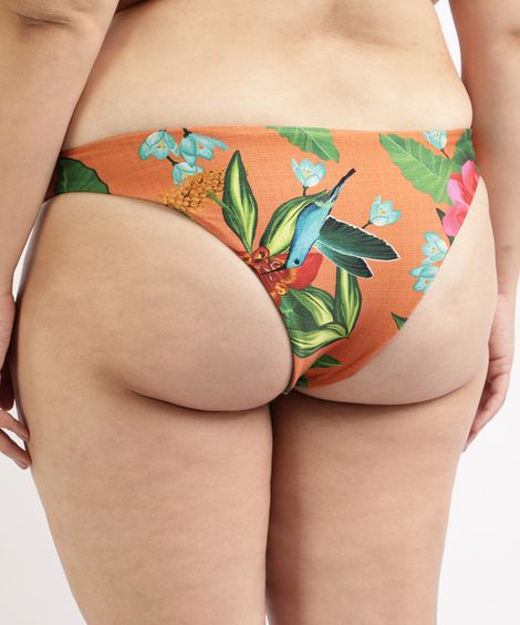 Biquíni Calcinha Plus Size Dupla Face Estampado Beija-Flor com Proteção UV50+ Cobre