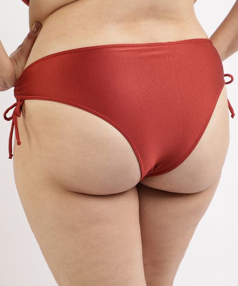 Biquíni Calcinha Plus Size com Amarração e Proteção UV50+ Vermelho