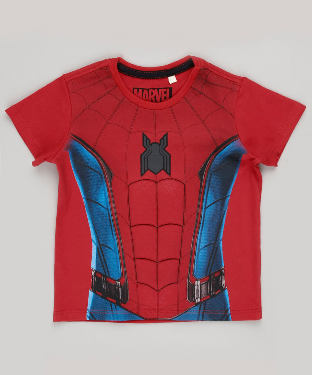 camiseta infantil manga curta homem aranha preta - C&A